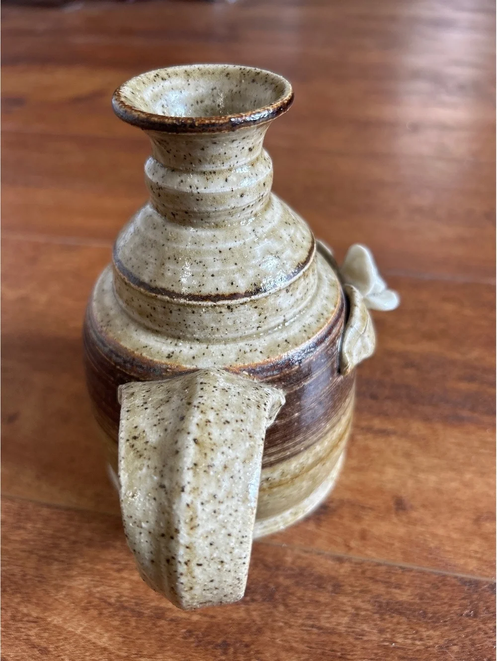 Handcrafted Ceramic Vase Makers Mark with Decorative Rose Accent